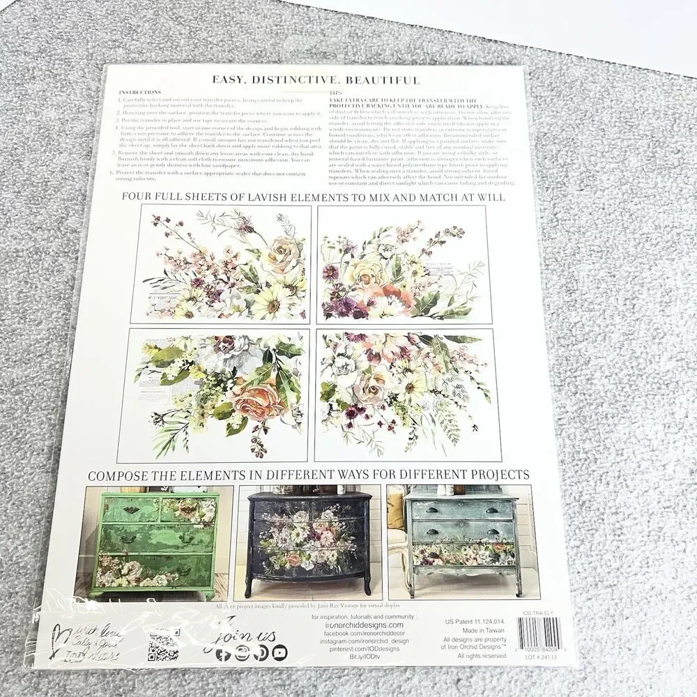 IOD ELYSIUM TRANSFER PACK IRON ORCHID DESIGNS NEW  FLORAL